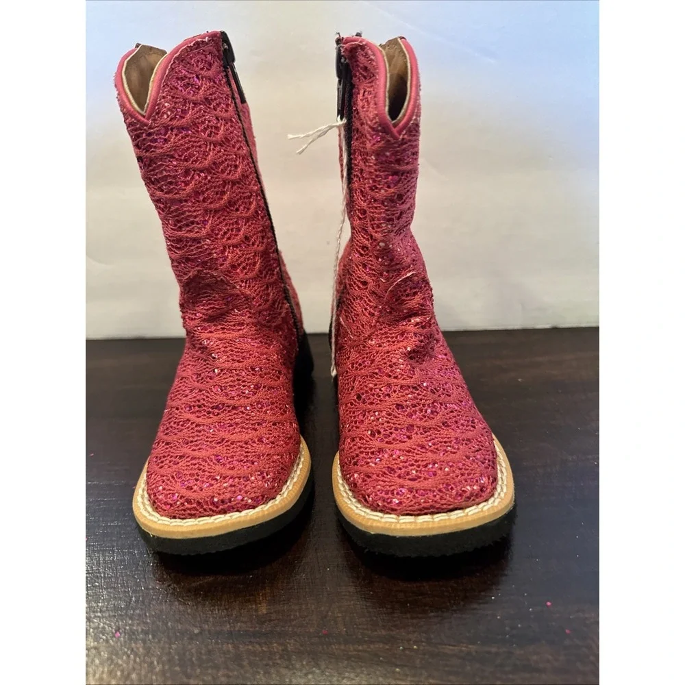 Tanner Mark Pink Sparkly Toddler Western‎ Boots Size 6 See pictures